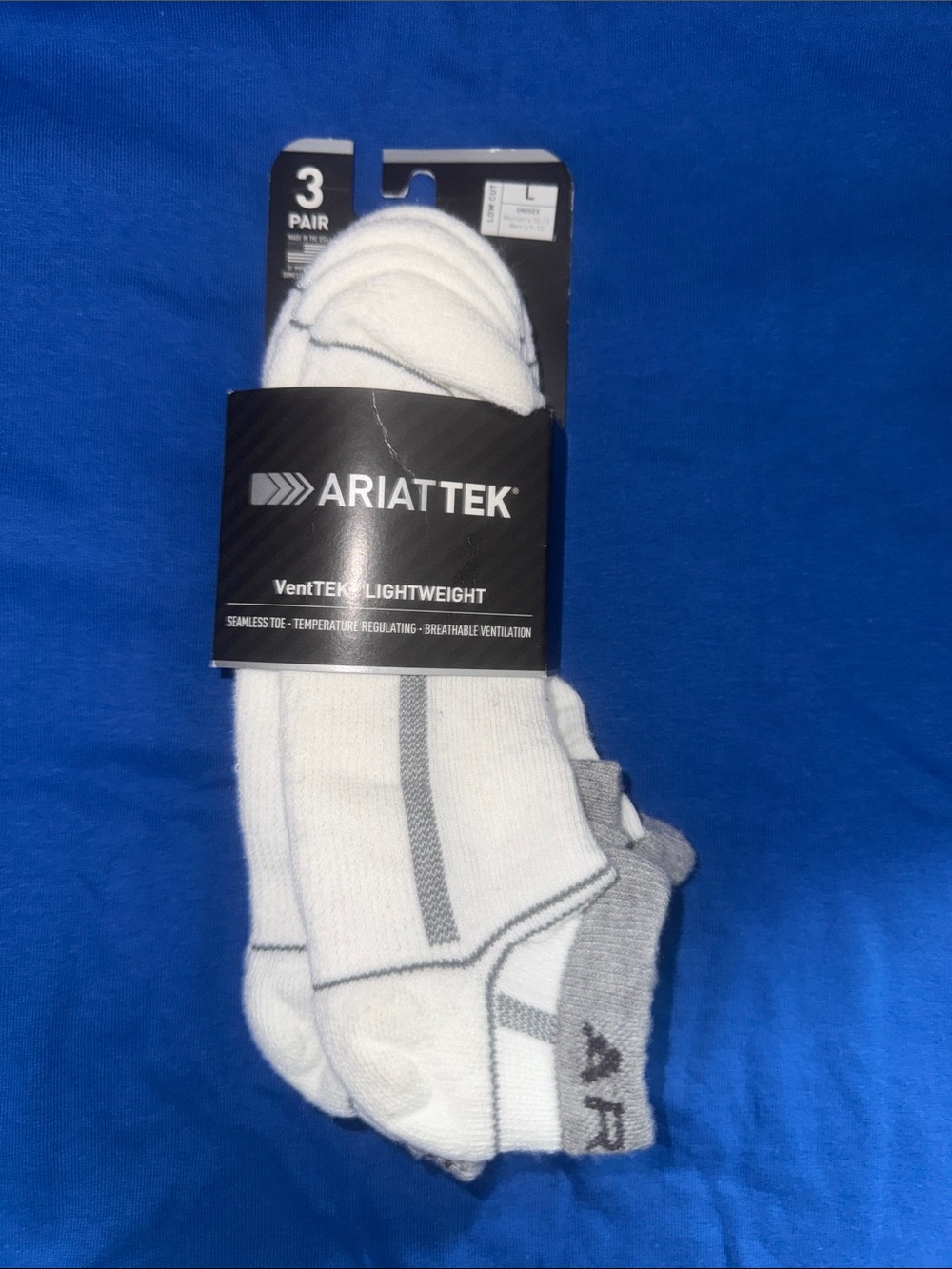 Ariat White & Gray Low-Cut Athletic No-Show Socks - 3 Pair